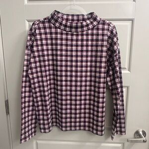 Ann Taylor Red and Black Plaid Turtleneck